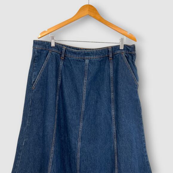 Banana Republic Flared Dark Wash Denim Maxi Skirt Size 18 - Picture 6 of 6